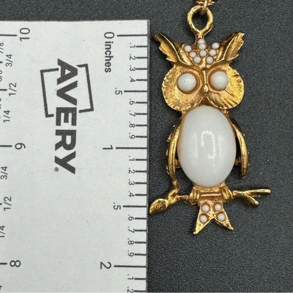 Milky White Jelly Belly Owl Pendant  Necklace - Picture 9 of 9